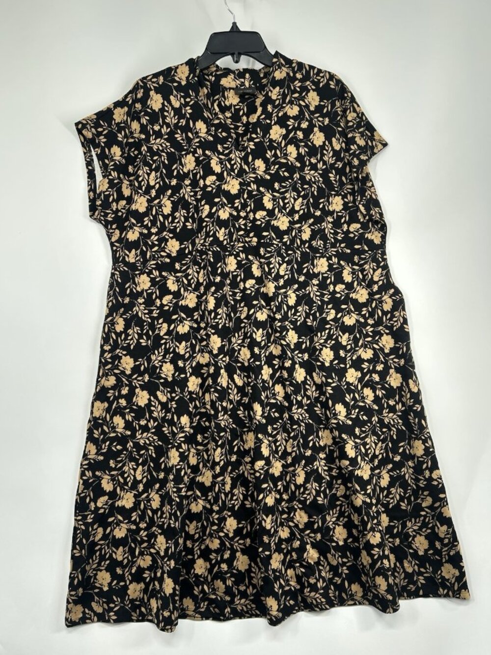 J. Jill Wearever Size XL Double-face Jersey Dress Brown Black Subtle Floral